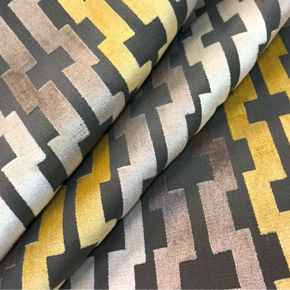 Hercules color Iron Cut Velvet Modern Abstract Fabric